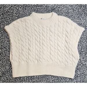 Zara Ivory Cable Knit Sweater Vest
